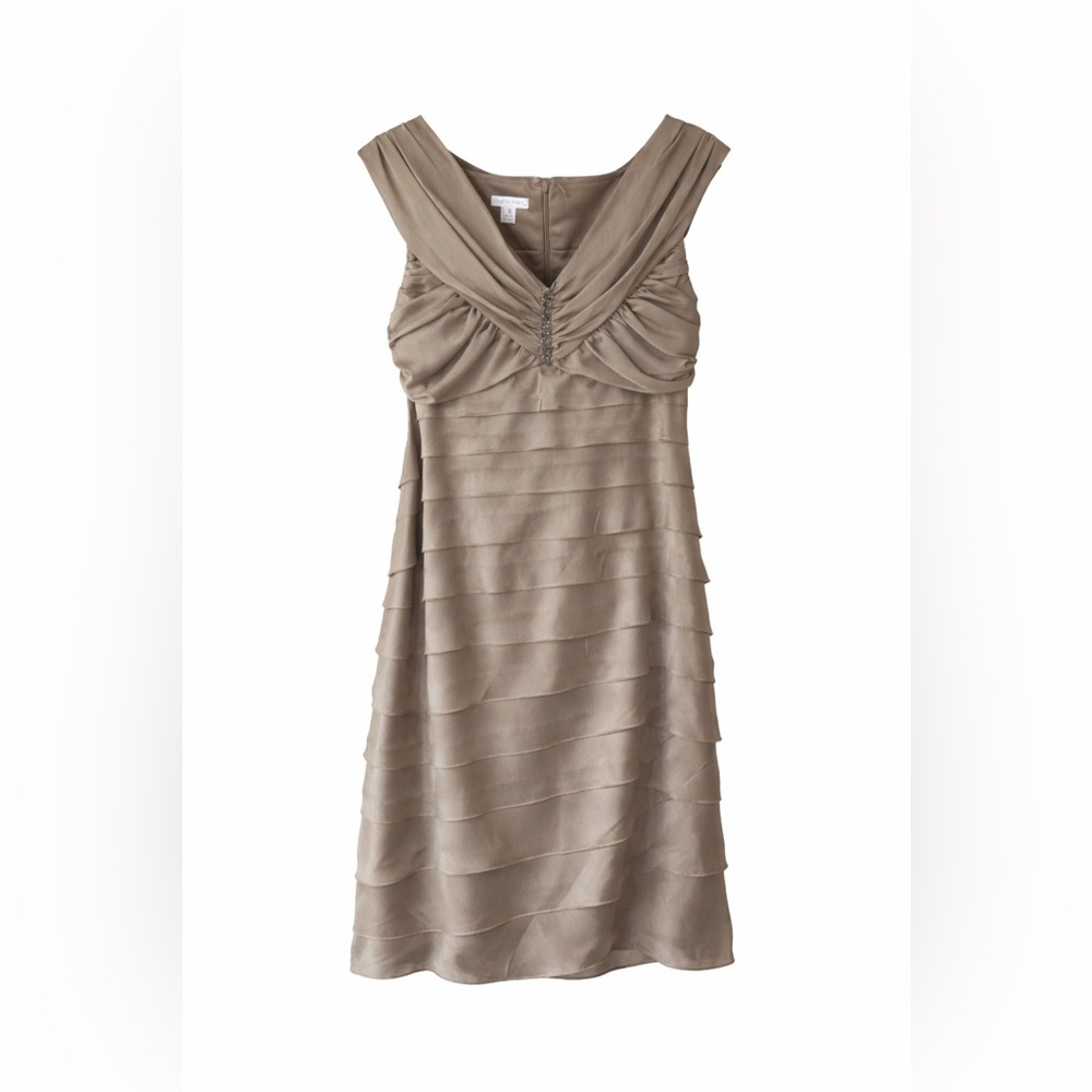 Elegant Taupe Sleeveless Dress